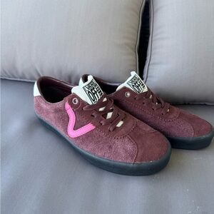 NWOT Vans Pink and Burgundy Suede Sneakers